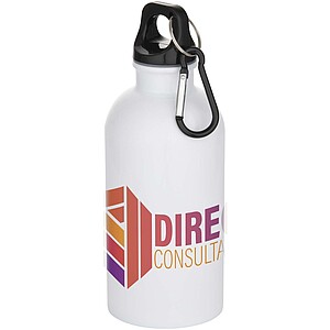 Oregon 400 ml sublimation RCS recycled single wall stainless steel water bottle with carabiner, white