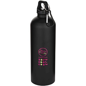 Oregon 750 ml matte RCS recycled single wall stainless steel water bottle with carabiner, solid black