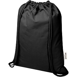 Oregon Blend 140 g/m2 GRS recycled drawstring bag 5L, solid black