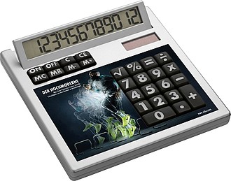 Own-design desk calculator with insert without holes