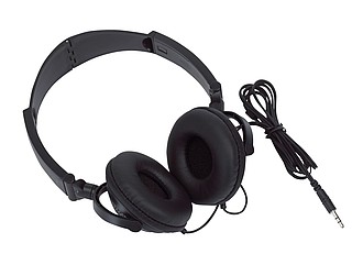 Padded headphones "Rocker" with fold-out headband and turnable ear speakers,colour black