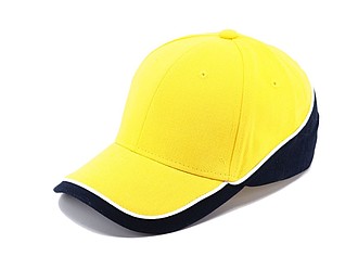 PASCAL two tone six panel cap, yellow/navy