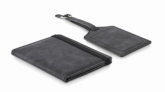 Passport and luggage tag set, stone grey