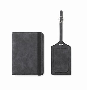 Passport and luggage tag set, stone grey