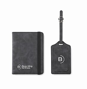 Passport and luggage tag set, stone grey