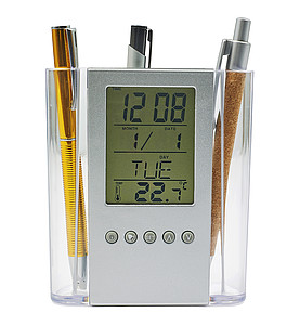 Pen holder with clockNeutral