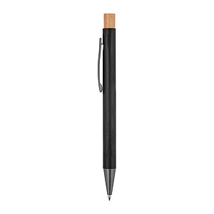 pen made from recycled aluminium with bamboo pusher, black