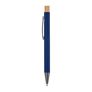pen made from recycled aluminium with bamboo pusher, dark blue