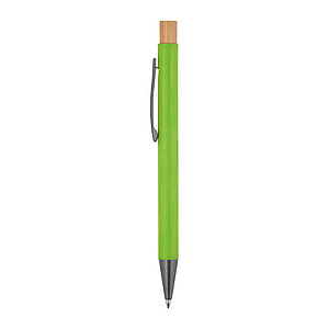 pen made from recycled aluminium with bamboo pusher, light green