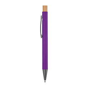 pen made from recycled aluminium with bamboo pusher, purple