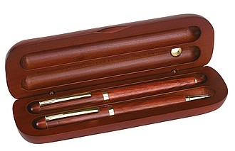Pen set "Poet" of 2 rosewood pens in wooden box,colour brown