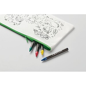 Pencil case with 4 crayons, lime