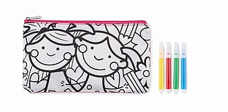 Pencil case with markers, baby pink