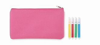 Pencil case with markers, baby pink