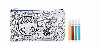 Pencil case with markers, royal blue