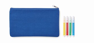 Pencil case with markers, royal blue