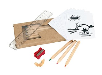 Pencil set "Being Busy", colouring book with pictures to colour in,colour brown