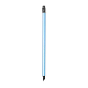 Pencil with eraser in metallic colors, light blue
