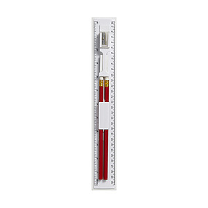 Pencils, sharpener and eraserWhite