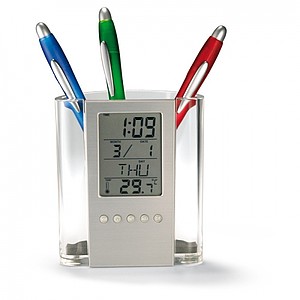 Penholder with calendar, transparent