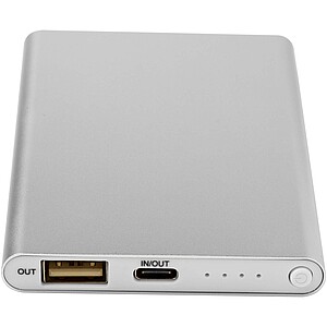 Pep 4000 mAh Type-C recycled aluminium power bank, silver