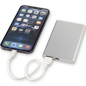 Pep 4000 mAh Type-C recycled aluminium power bank, silver