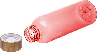 PET drinking bottle with bamboo lid, 500ml, red