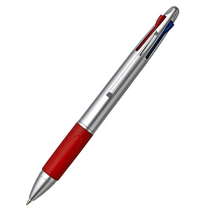 Plastic ballpen with 4 coloured inksRed