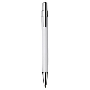Plastic ballpen with black ink. White