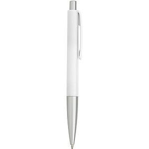 Plastic ballpen with blue ink. White