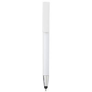 Plastic ballpen with phone holder and rubber tip