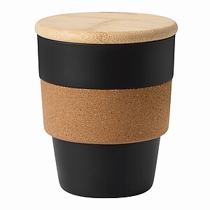 Plastic coffee cup with lid, 350ml,black