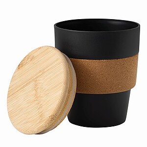 Plastic coffee cup with lid, 350ml,black
