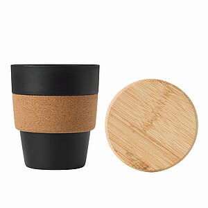 Plastic coffee cup with lid, 350ml,black