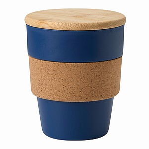 Plastic coffee cup with lid, 350ml,navy