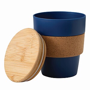 Plastic coffee cup with lid, 350ml,navy