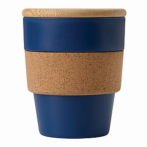 Plastic coffee cup with lid, 350ml,navy