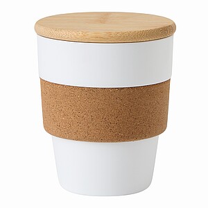 Plastic coffee cup with lid, 350ml,white