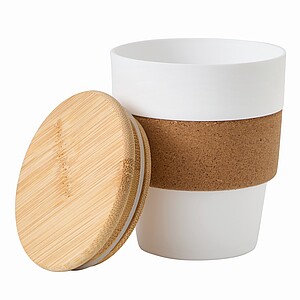 Plastic coffee cup with lid, 350ml,white