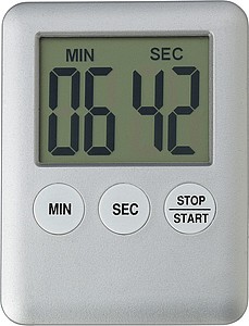 Plastic digital kitchen timer. Silver