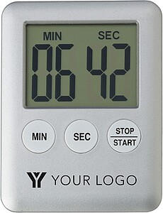 Plastic digital kitchen timer. Silver