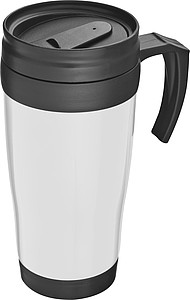 Plastic thermal travel mug – 0.4 l, white