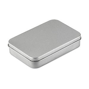 Playing cards in tin box, matt silver