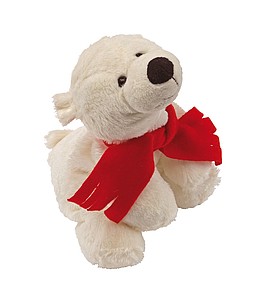 Plush bear "Lars" with scarf for imprint (packed separately),colour red, white
