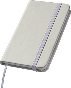 Pocketbook with bookmark and elastic strap, white