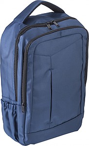 Polyester (1680D) backpack with 2 front pockets, and side pockets.