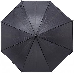 Polyester (170T) automatic umbrella with eight panels. Metal and fibreglass frame and EVA handle.