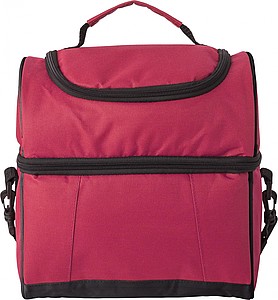 Polyester (600D) cooler bag with PEVA lining on the interior.