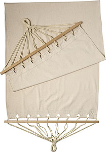 Polyster canvas hammock with wooden rims