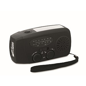 Portable radio with LED torch, black